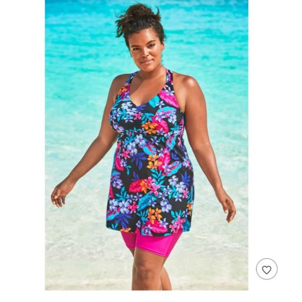 Women's Swim 365 by Swimsuit For All Tankini Top Size 36 Paradise Floral NWOT